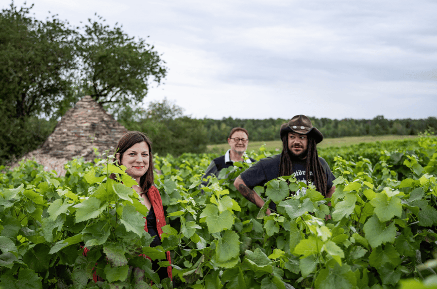 Emilie, Pascal und Simon Morel in ihren Weinbergen in Les Riceys