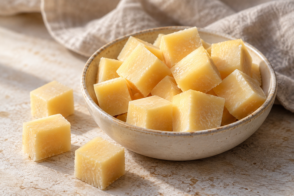 Comté mit gerösteten Haselnüssen.