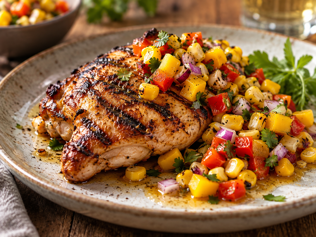 Poulet vom Grill mit Paprika-Mais-Salsa