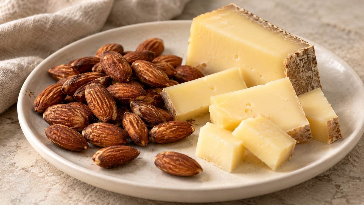 Geräucherte Mandeln & junger Comté.