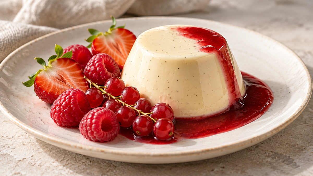 Panna Cotta mit roten Beeren