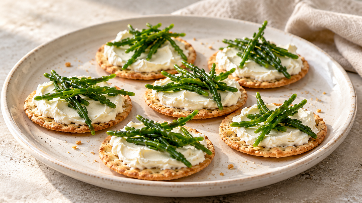 Queller auf Frischkäse-Cracker