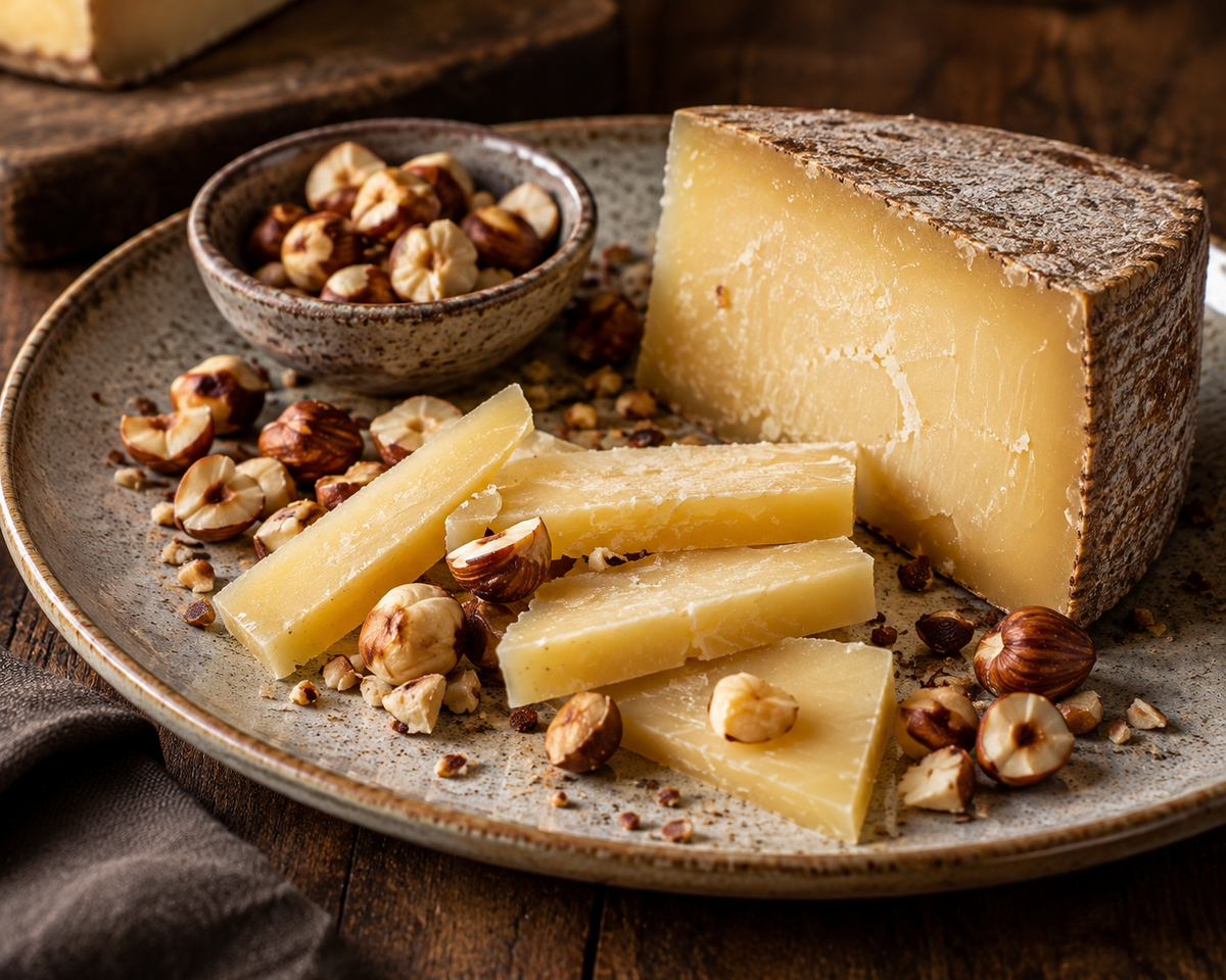 Comté mit gerösteten Haselnüssen