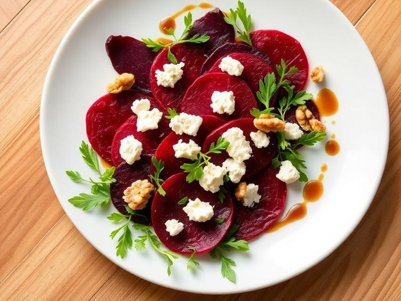 Rote-Bete-Carpaccio mit Ziegenfrischkäse und Walnüssen